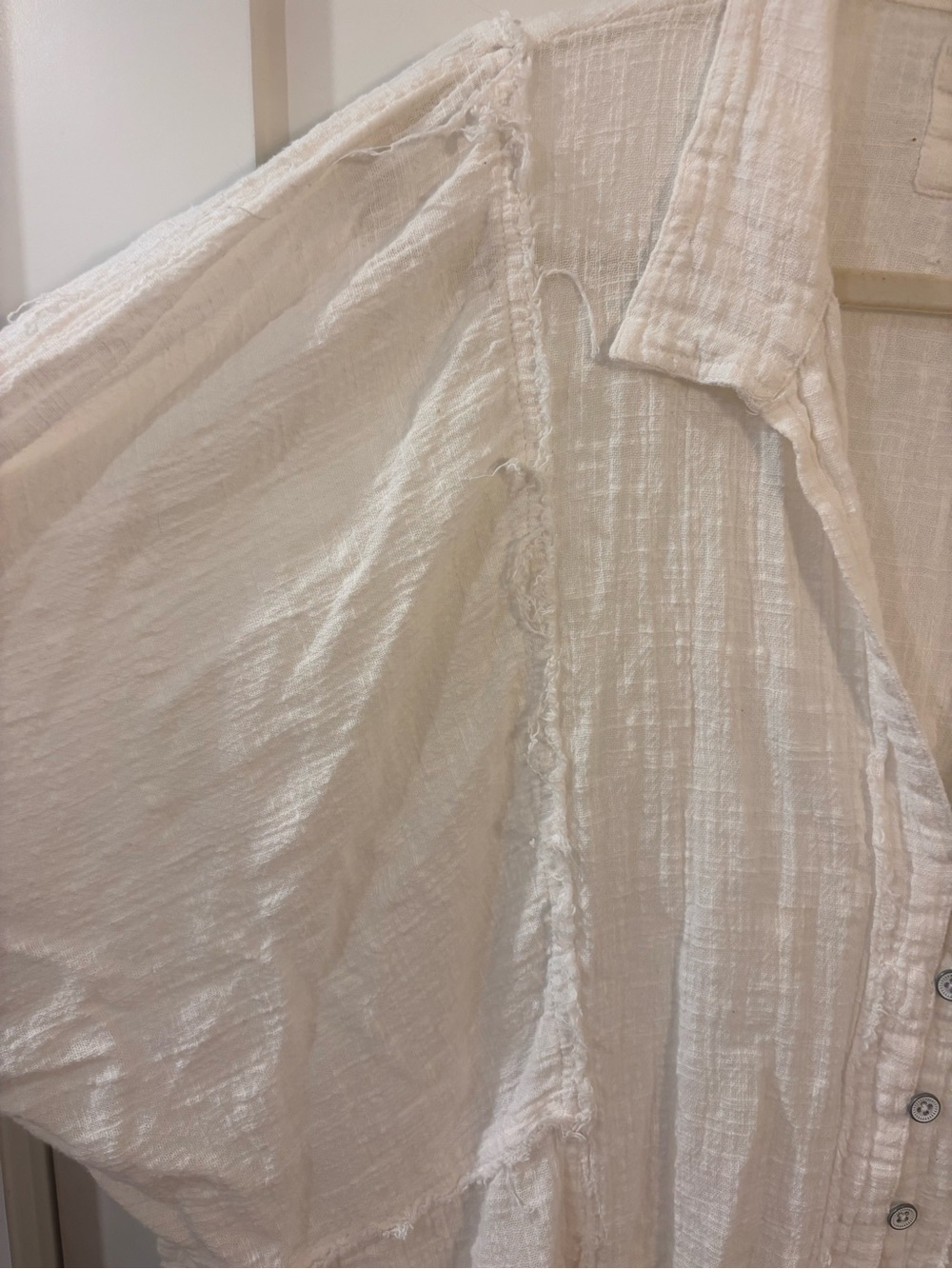 Free People White Gauze Button-Front Shirt - Picture 3 of 4